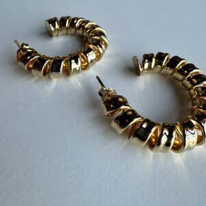 18k Gold Filled Curly C- Hoop